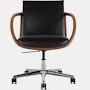 Full Loop Task Chair - Bristol Leather Black,  Walnut,  Polished Aluminum
