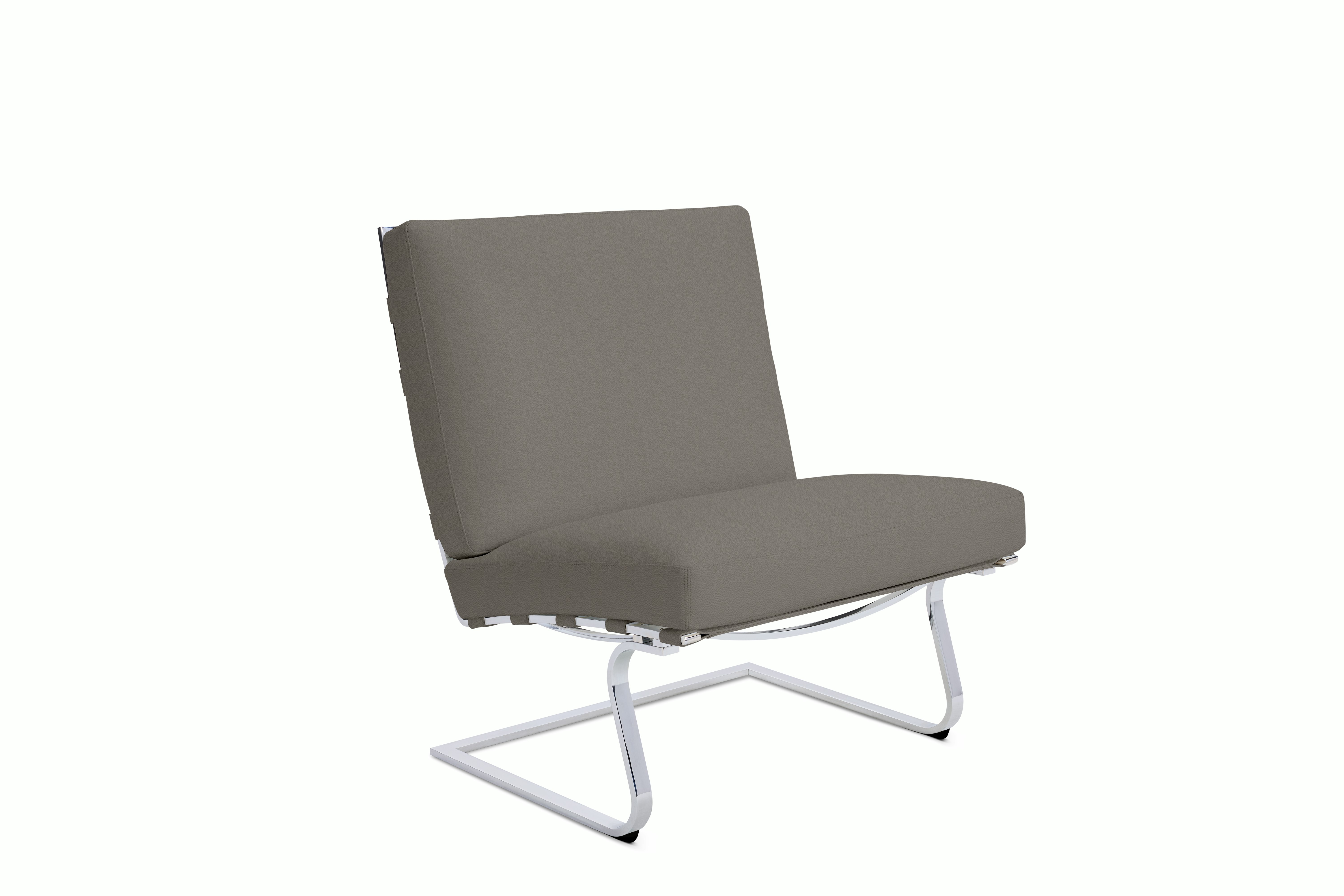 Tugendhat Chair in Acqua Leather,  Aquitania with belting in Acqua Leather,  Aquitania and chrome frame