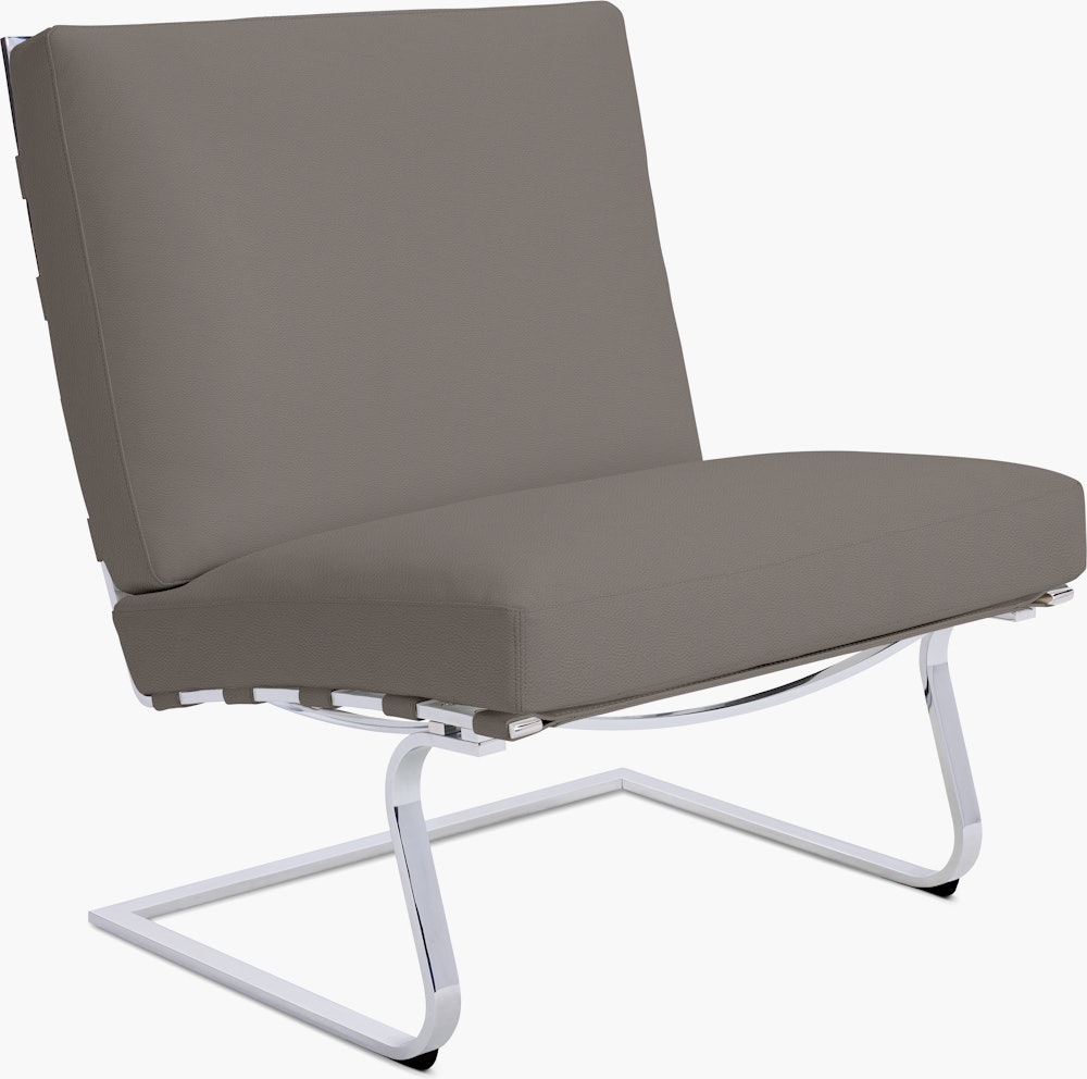 Tugendhat Chair in Acqua Leather,  Aquitania with belting in Acqua Leather,  Aquitania and chrome frame