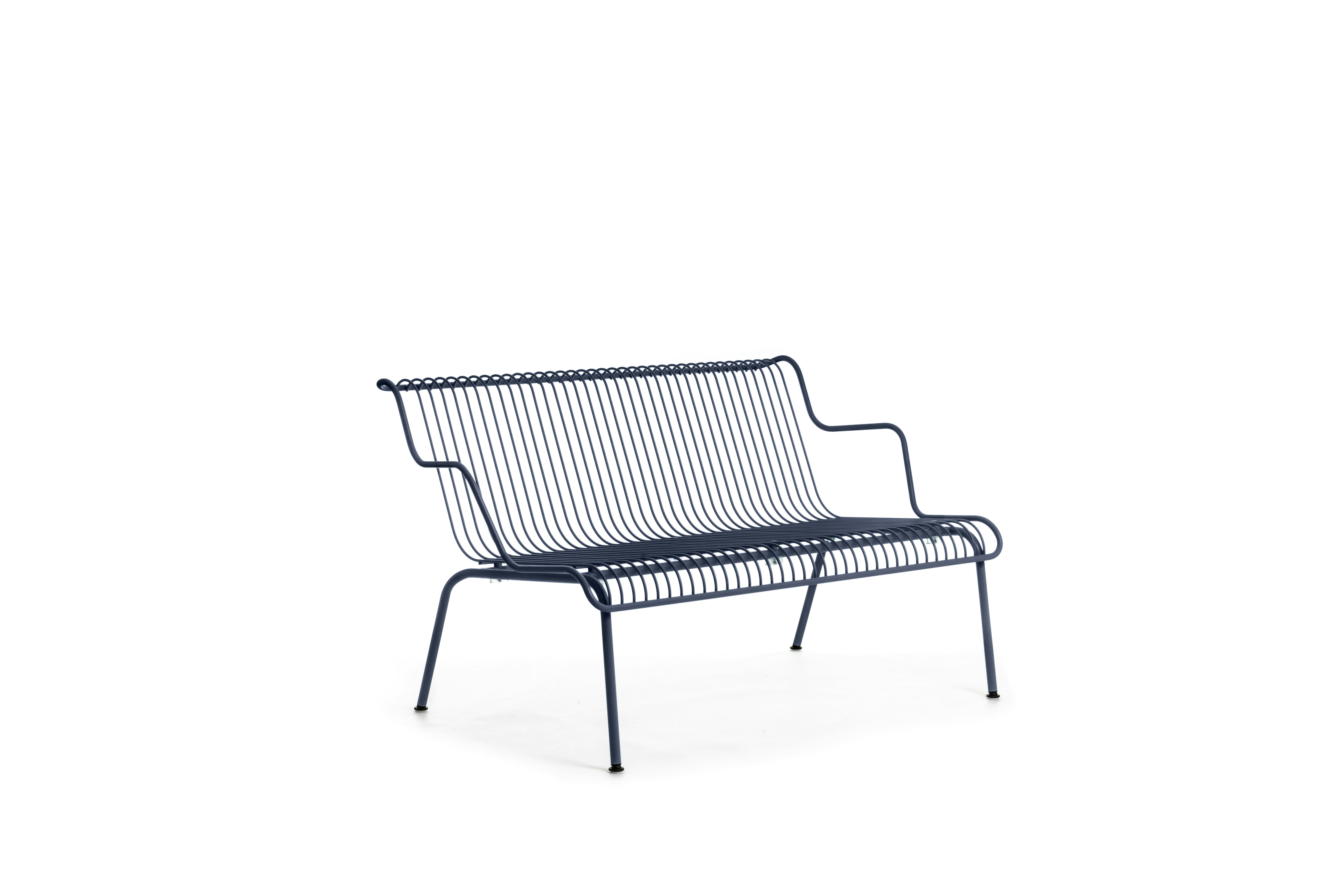 South Outdoor Lounge Bench with Arms - Night Blue