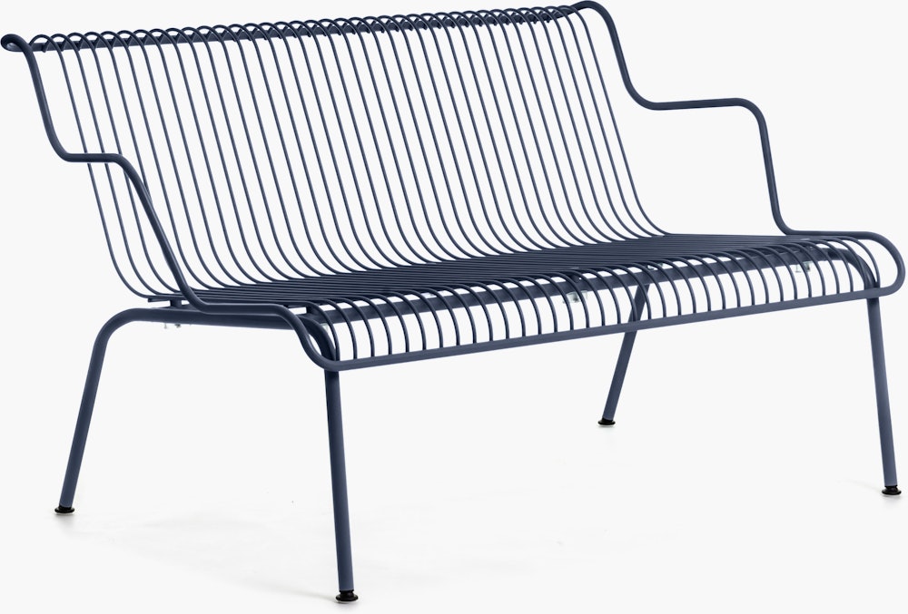 South Outdoor Lounge Bench with Arms - Night Blue