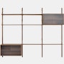 Royal System Shelving 3 Bay - Walnut,  Rippled Glass Cabinet