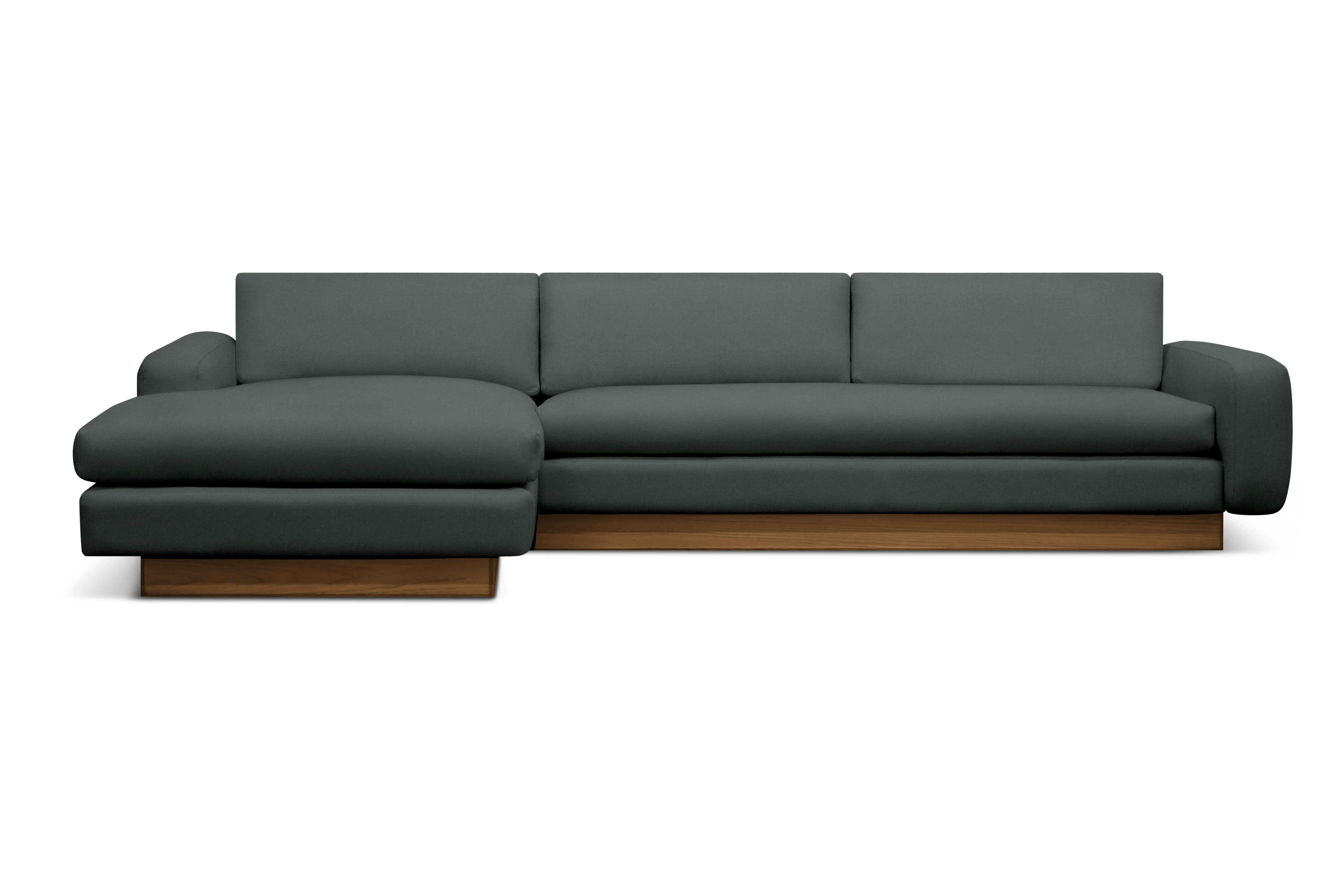 Mesa Sectional with Chaise - Left,  Marquis Velvet,  Charcoal,  Oak