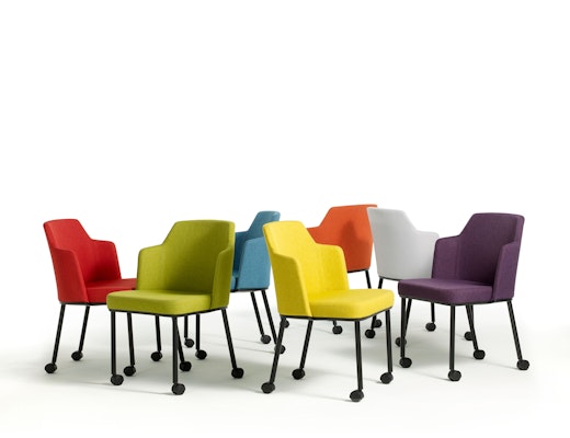 Remix Side Chair casters side seating mobile upholstered 4-leg 4 leg