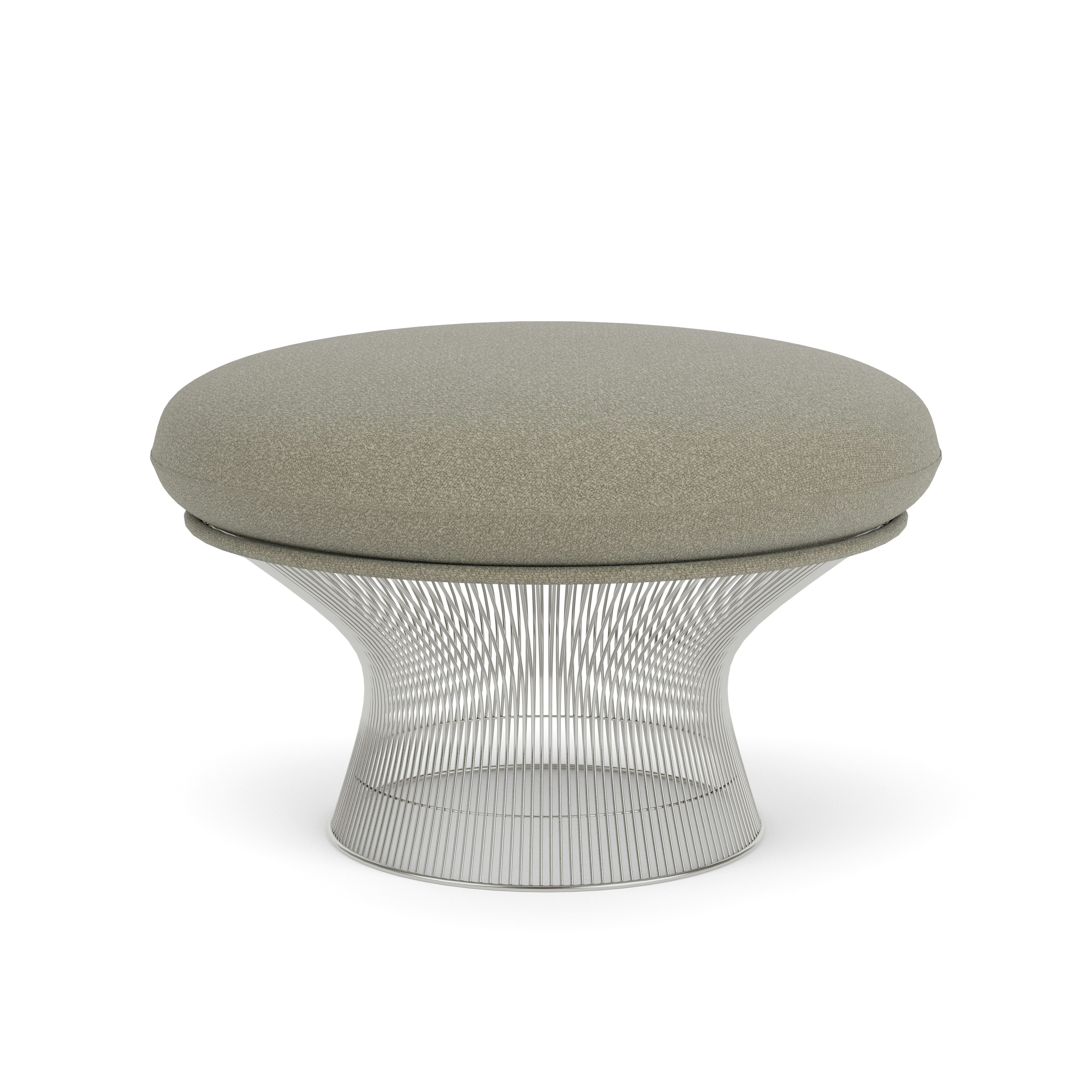 Platner Ottoman - Polished Nickel, Classic Boucle, Transit