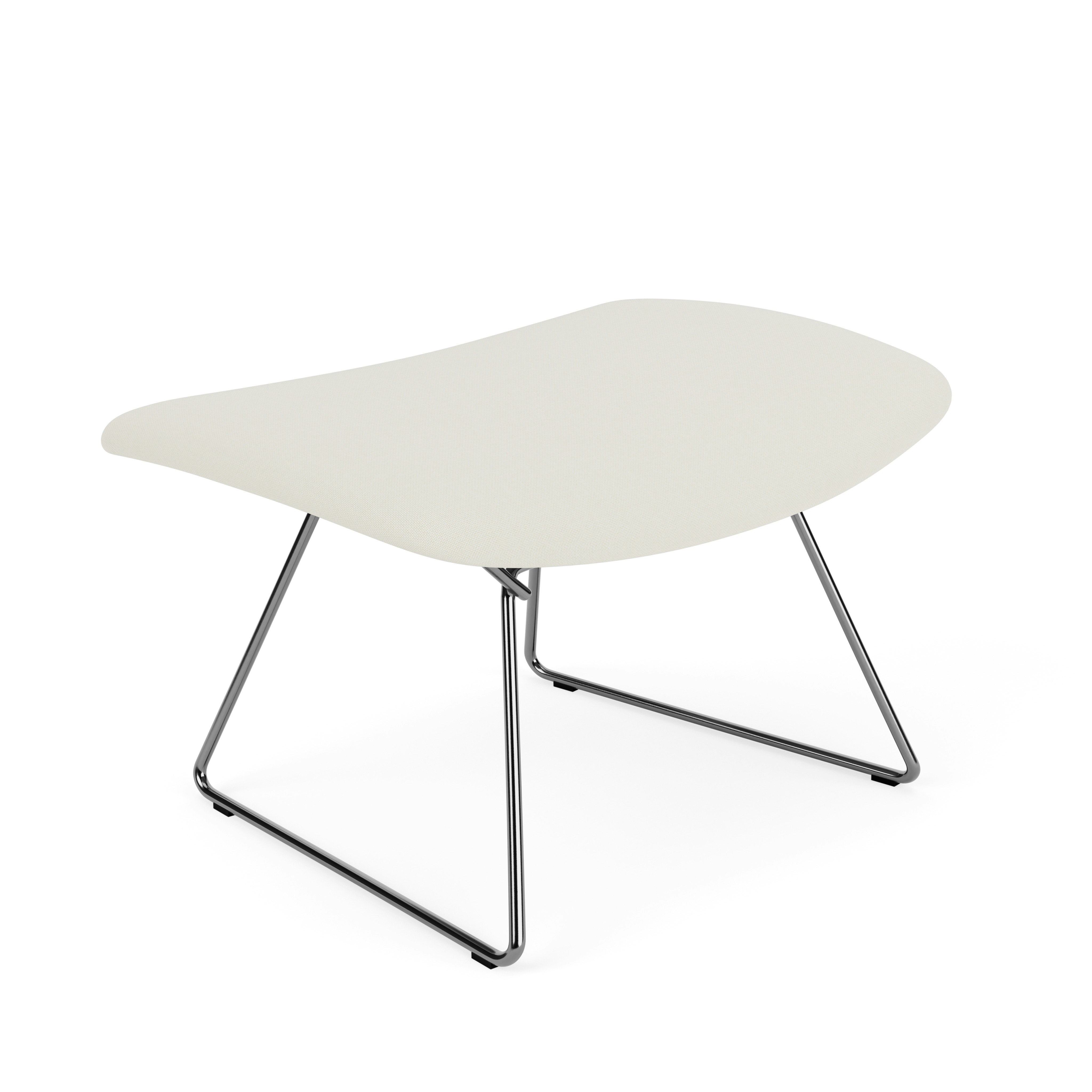Bertoia Bird Ottoman, Polished Chrome, Full Cover, Crossroads, Pearl