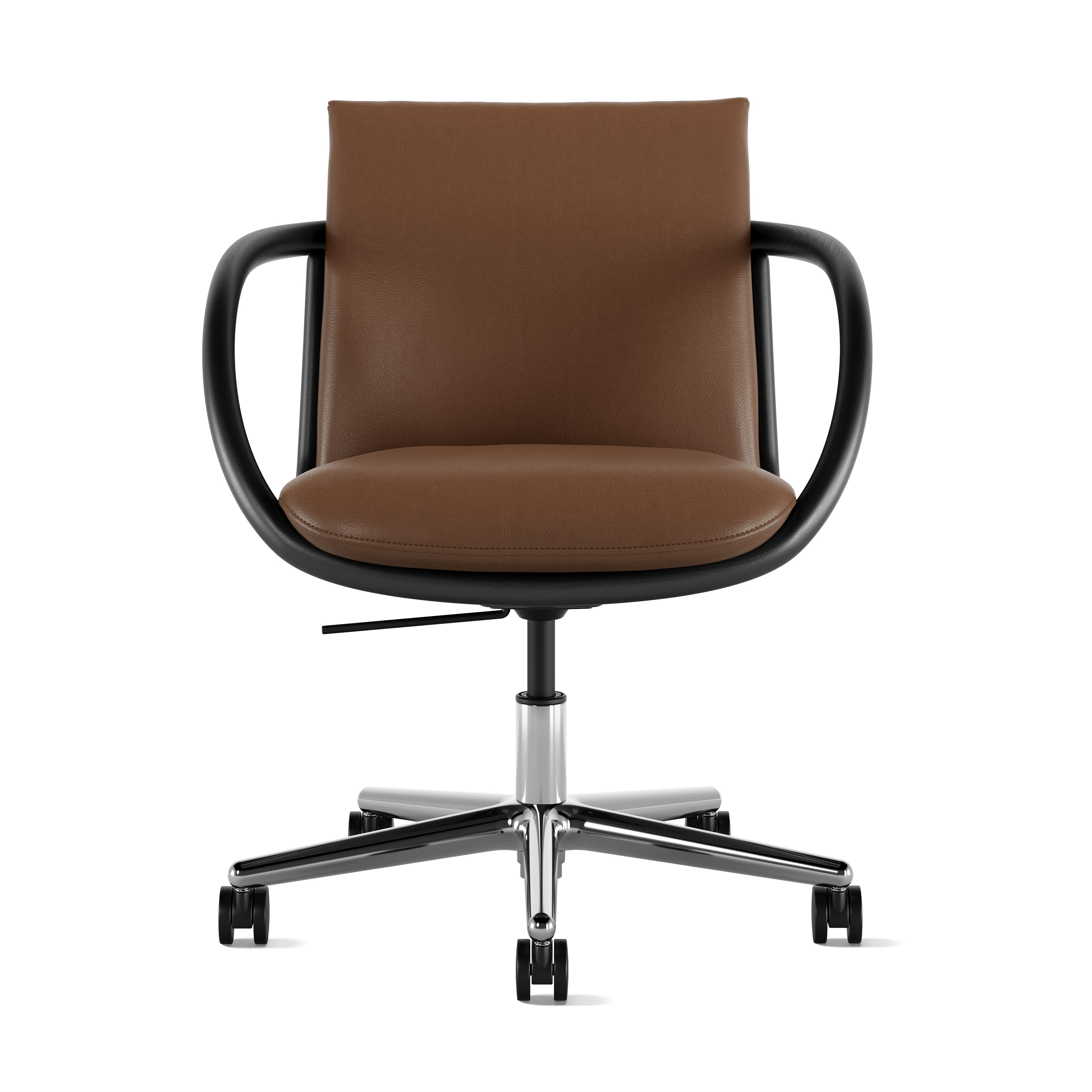 Full Loop Task Chair - Prone Leather Ledge,  Ebony,  Polished Aluminum