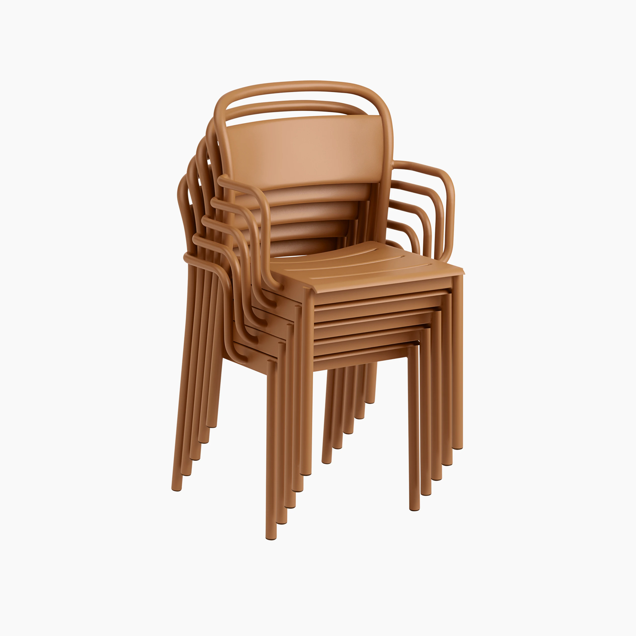 Linear steel armchair burnt orange stacked 5 Muuto
