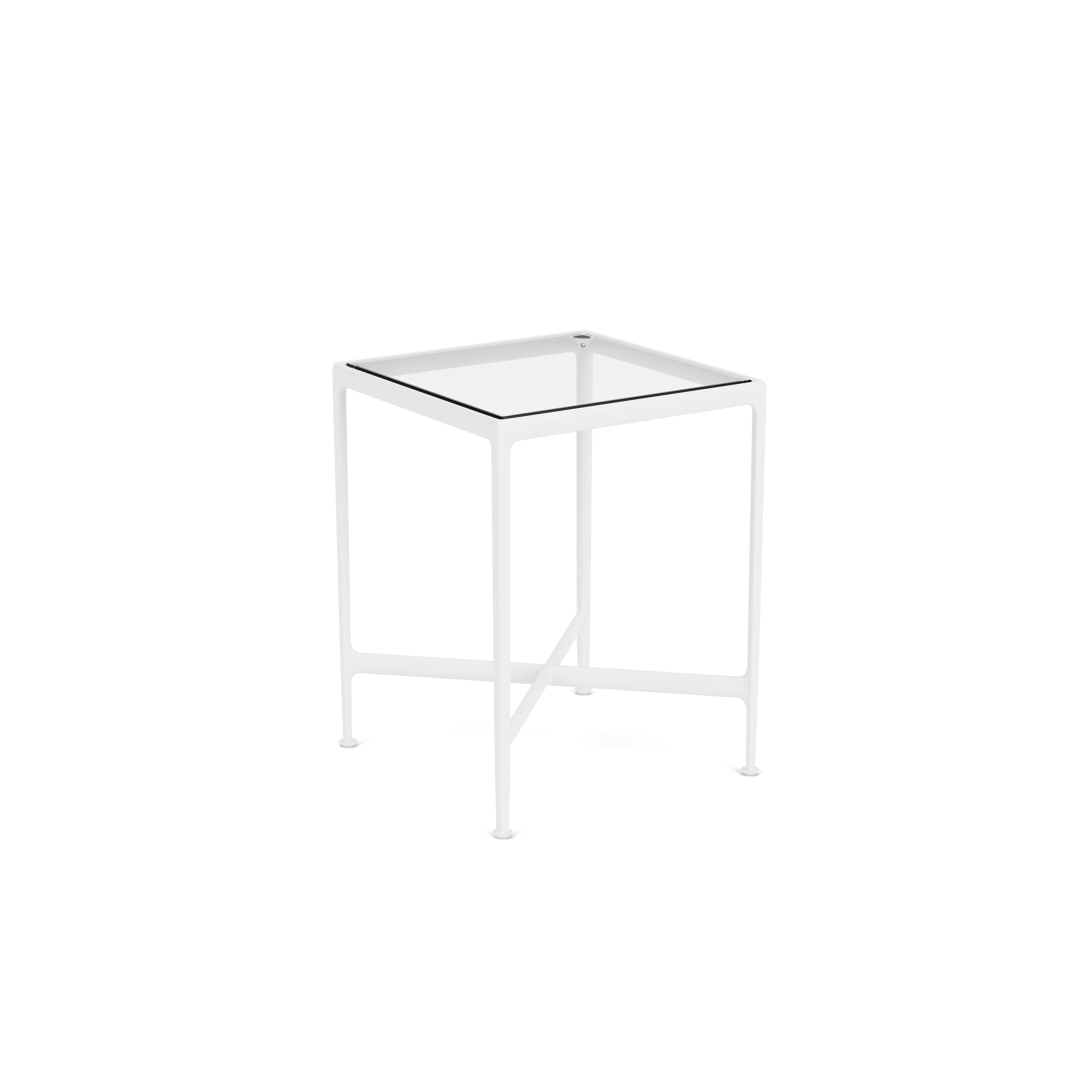 1966 High Table - Counter Height, 28" x 28", Clear Glass, White