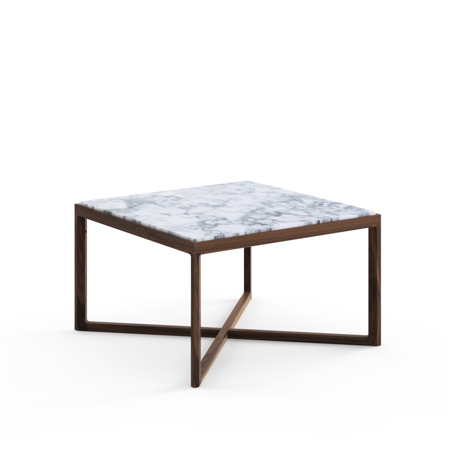 Krusin End Table - Marble, Satin Arabescato, American Walnut