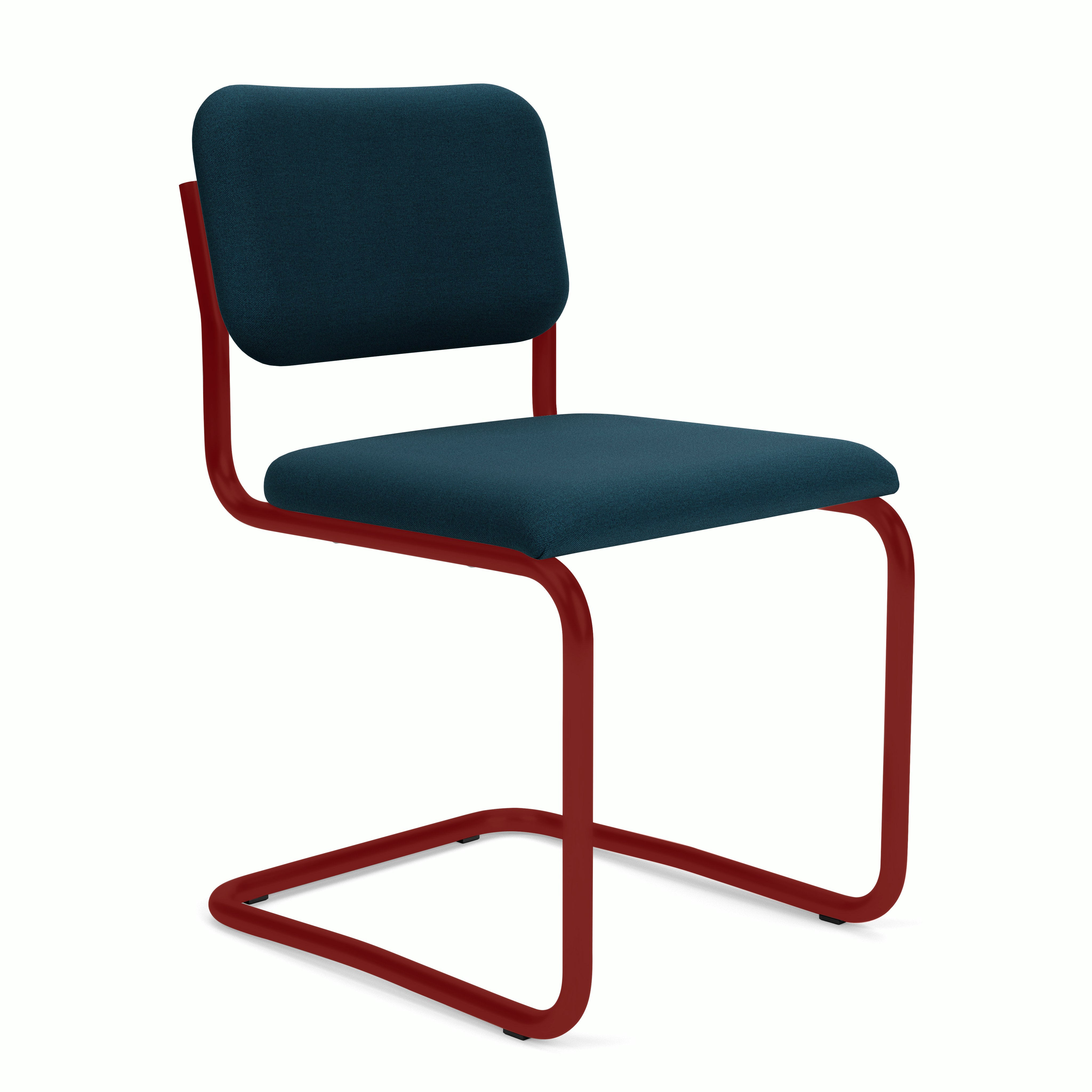 Cesca Upholstered Chair - Side Chair ,  Fully upholstered,   hourglass,  indigo,  red frame