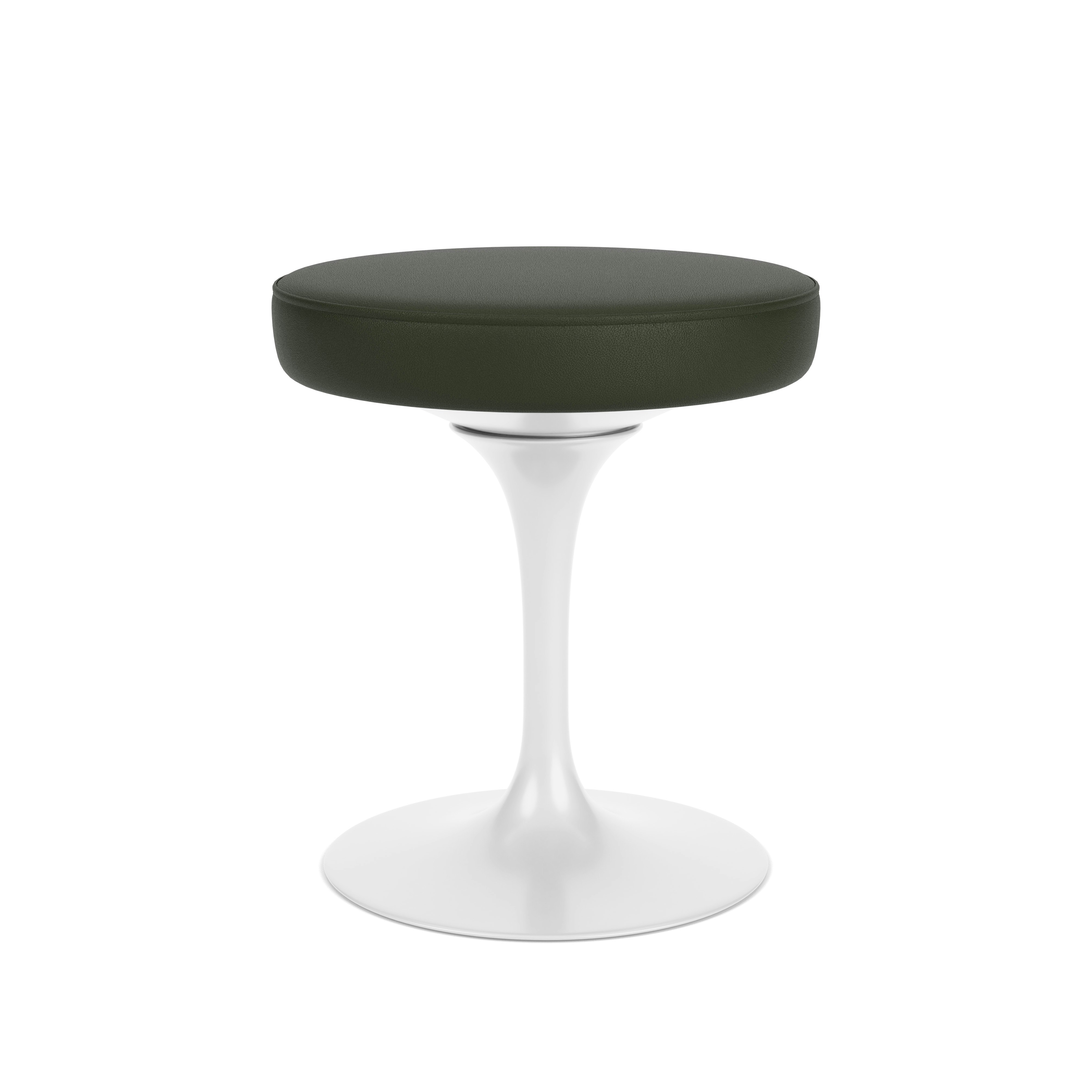Saarinen Tulip Stool - Volo Leather, Arbor Shade, White Base