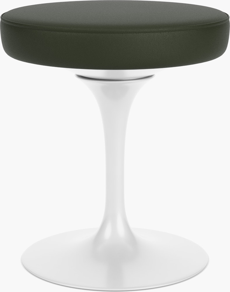 Saarinen Tulip Stool - Volo Leather, Arbor Shade, White Base