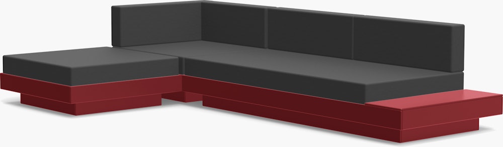 Platform One Sectional with Chaise - Chili,  Cast Charcoal