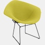 Bertoia Diamond Chair, Black, Full Cover, Knoll Boucle, Chartreuse