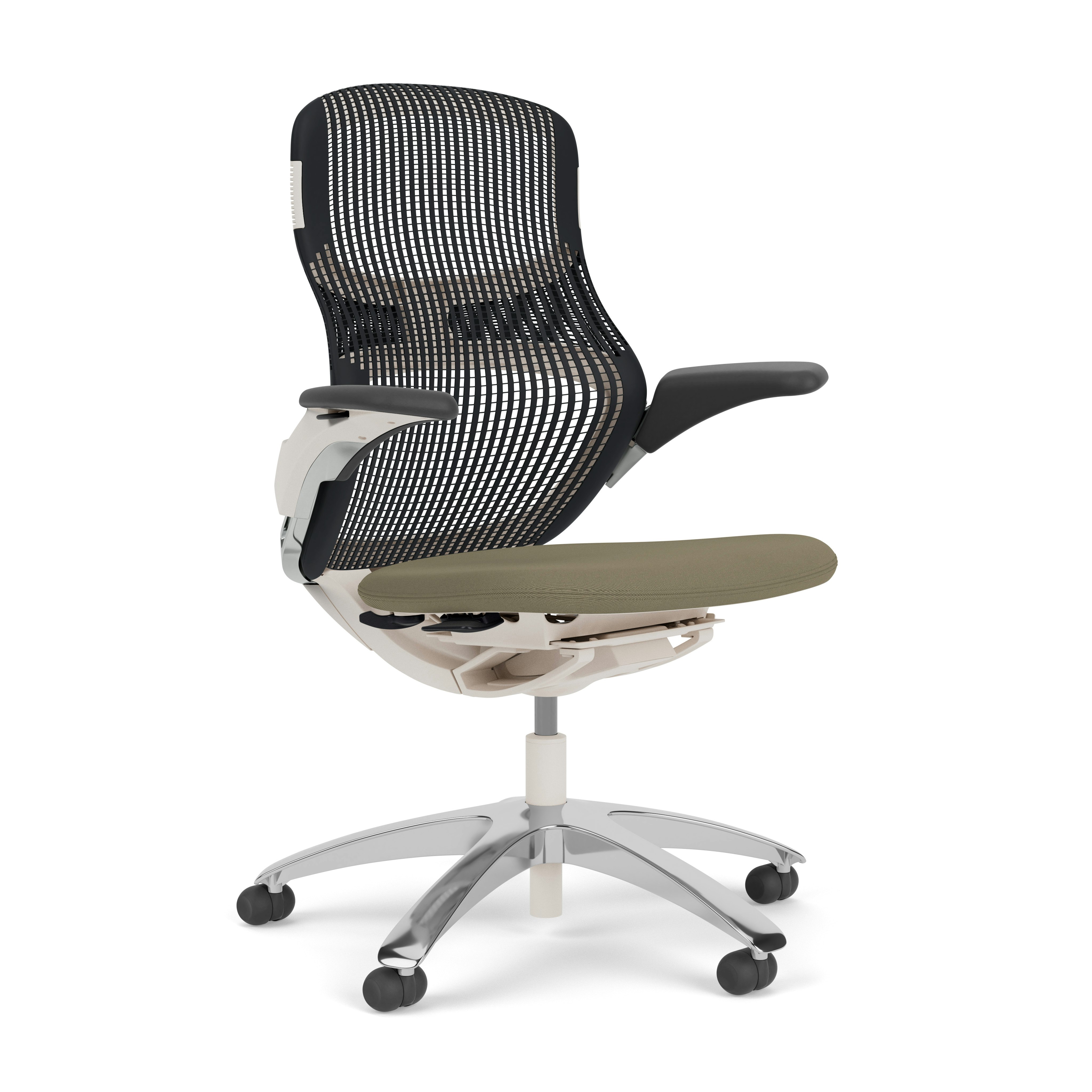 Generation Chair - Light, Height Adjustable, Onyx, Generation, Desert, Polished Aluminum, Hard Wheel