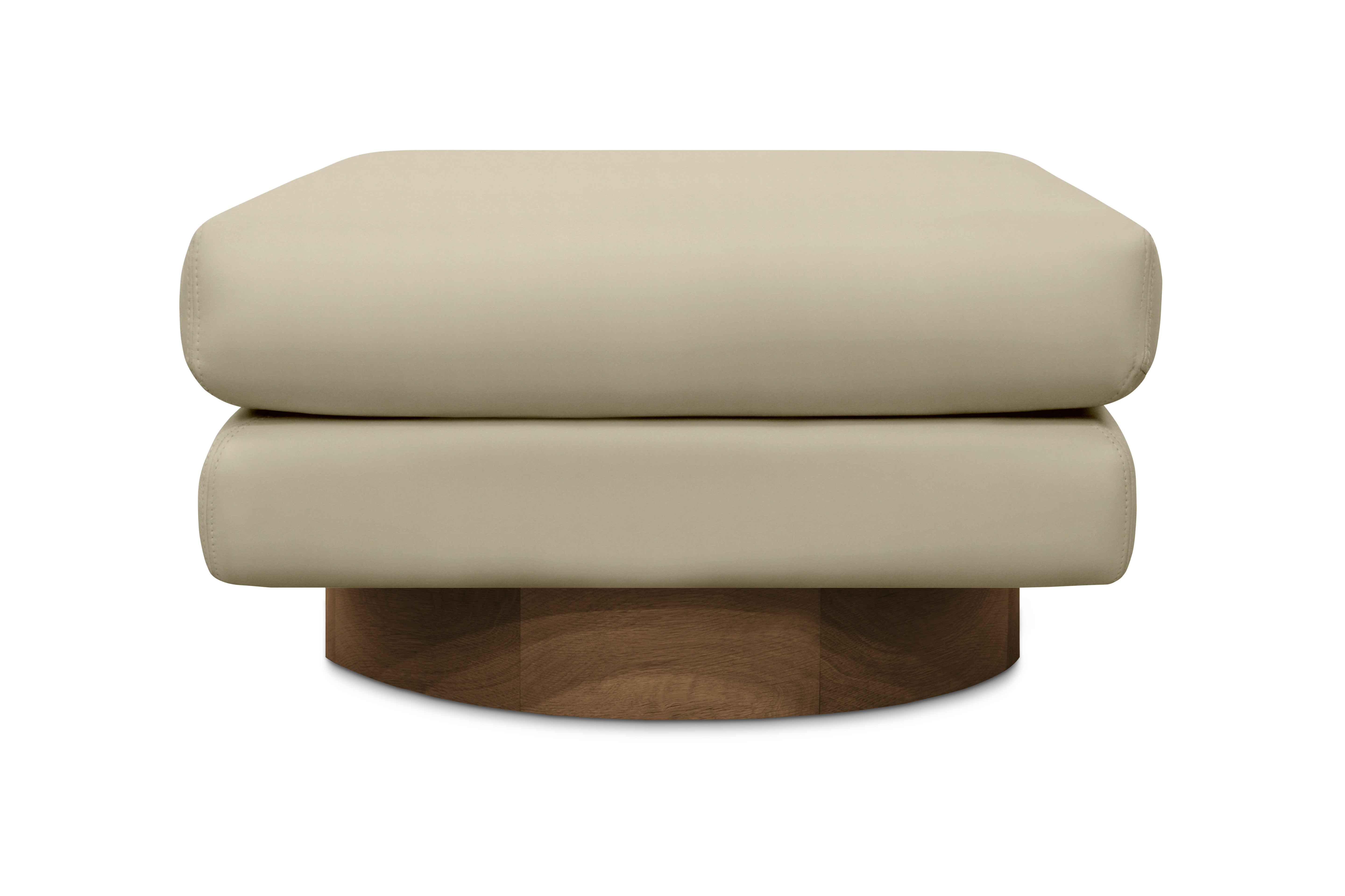 Mesa Ottoman - Marquis Velvet,  Linen,  Walnut
