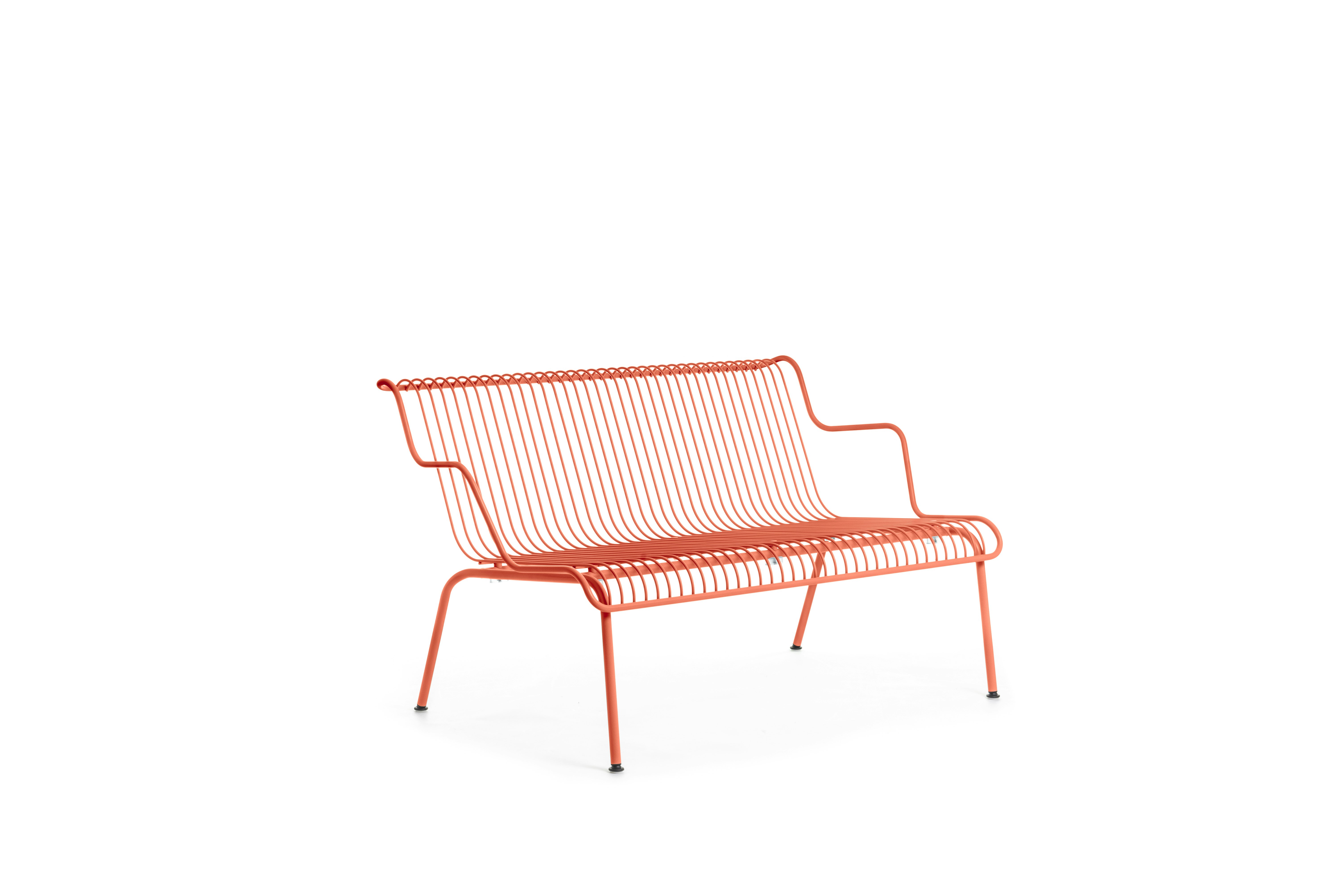South Outdoor Lounge Bench with Arms - Orange