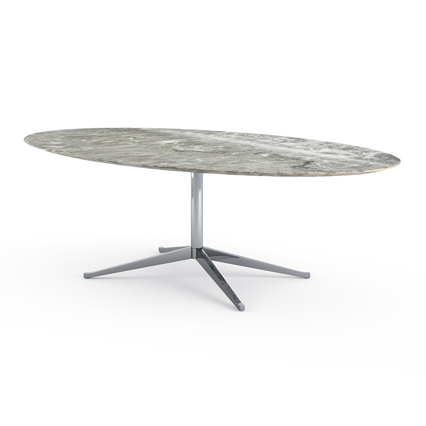 Florence Knoll Table Desk - Oval, 96", Polished Grey, Polished Chrome