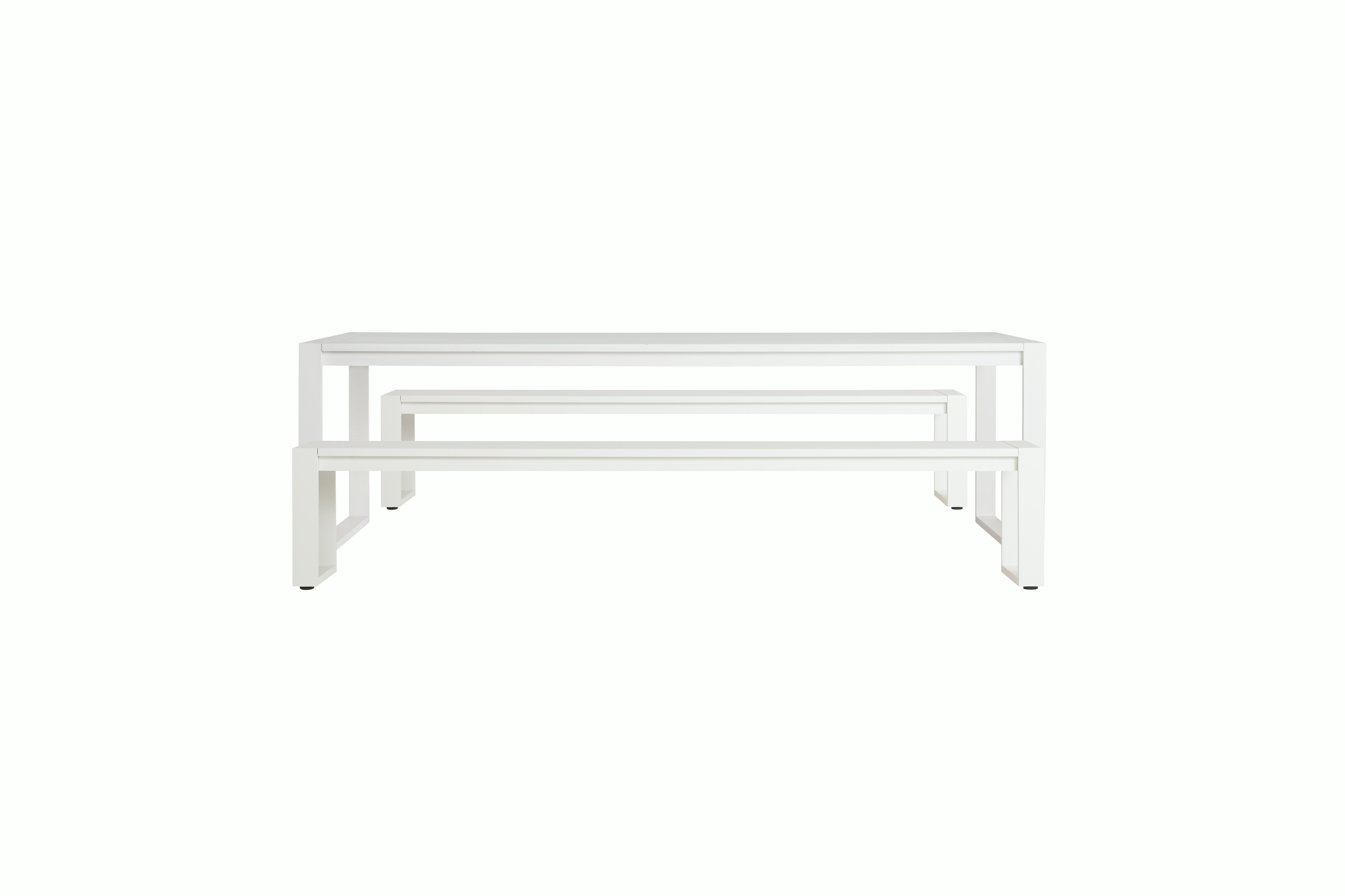 Eos Communal Table Set - 2 Benches,  White