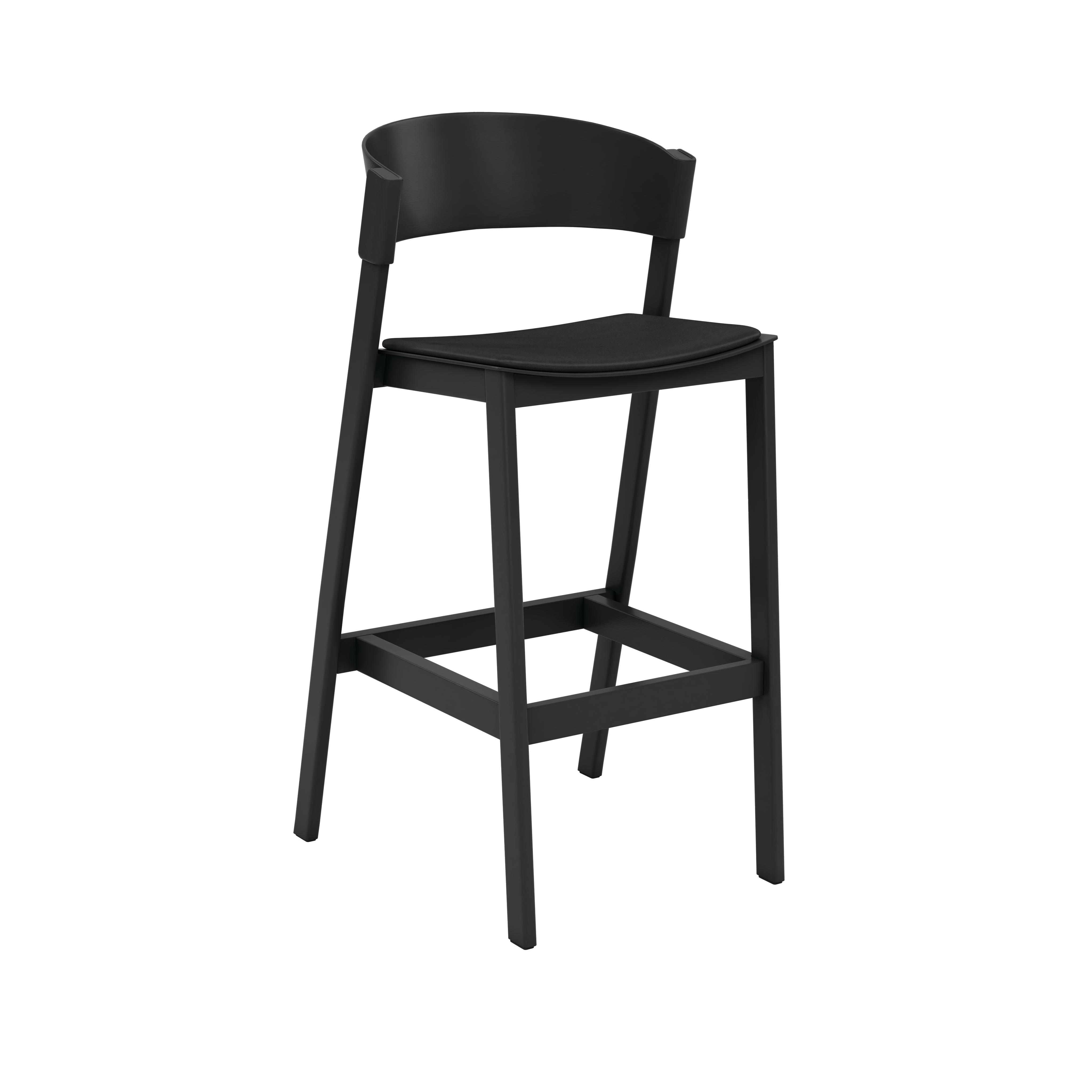 Cover Stool - Bar Height,  Black Stained Oak,  Refine Leather,  Black