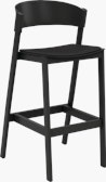 Cover Stool - Bar Height,  Black Stained Oak,  Refine Leather,  Black