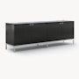 Florence Knoll Credenza - Four Position, Polished Chrome, Ebonized Oak, Polished Nero Marquina