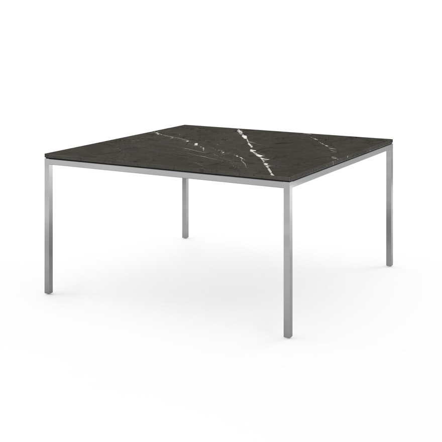 Florence Knoll Table - Square, 55 x 55, Satin Grigio Marquina, Polished Chrome