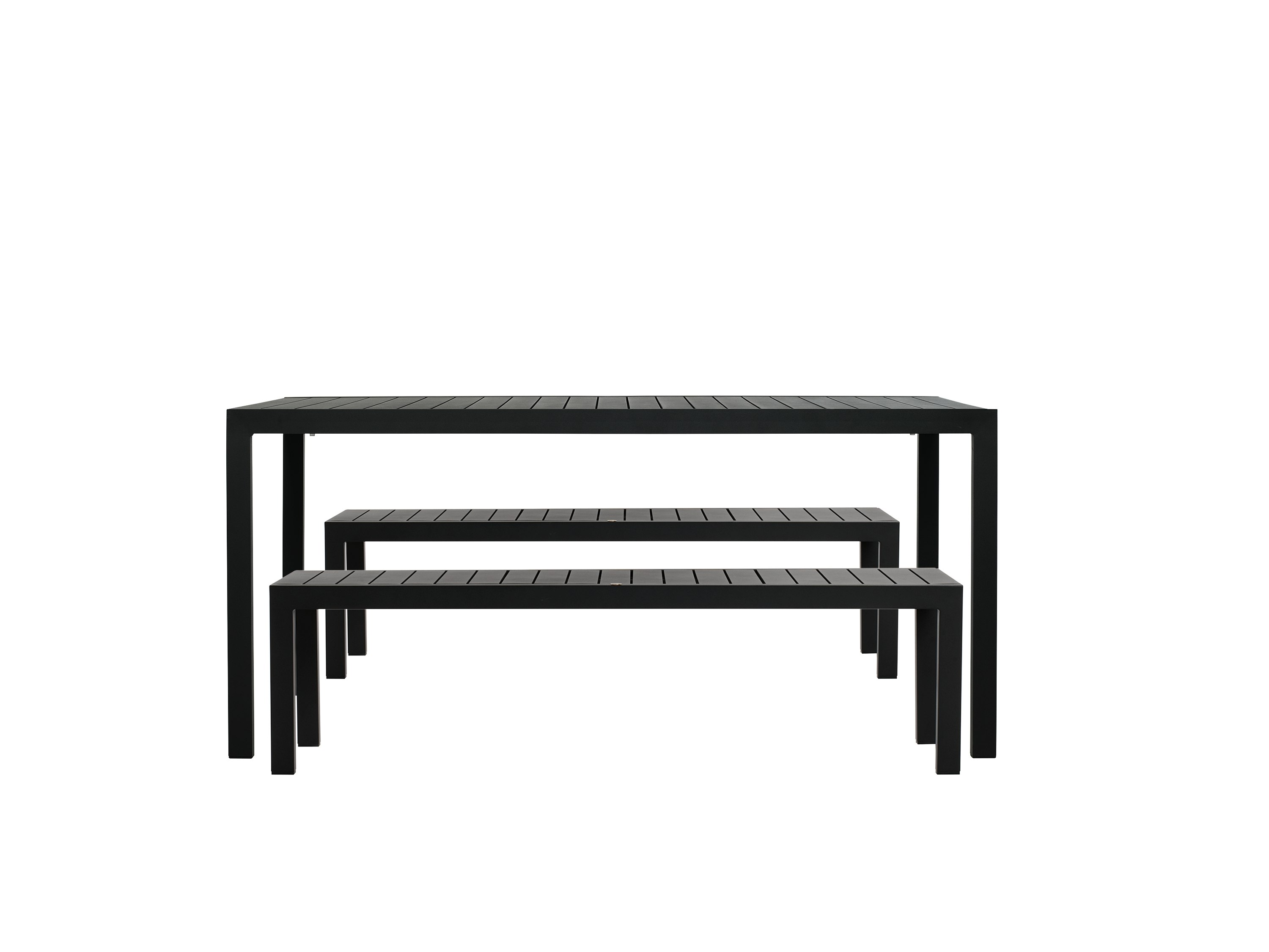 Eos Dining Set, Rectangular Table & 2 Benches