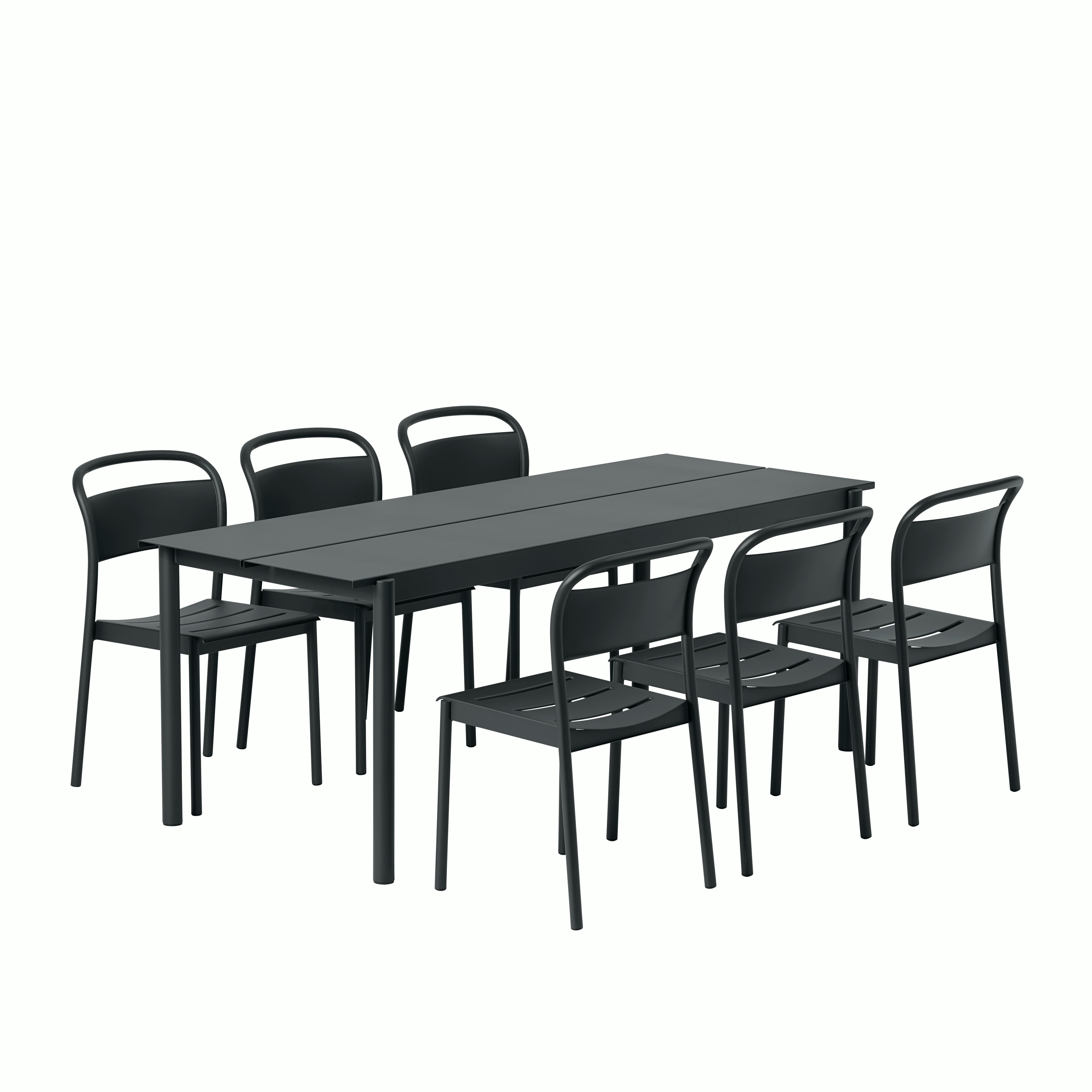 Linear Dining Set - 87" Table & 6 Side Chairs,  Black"