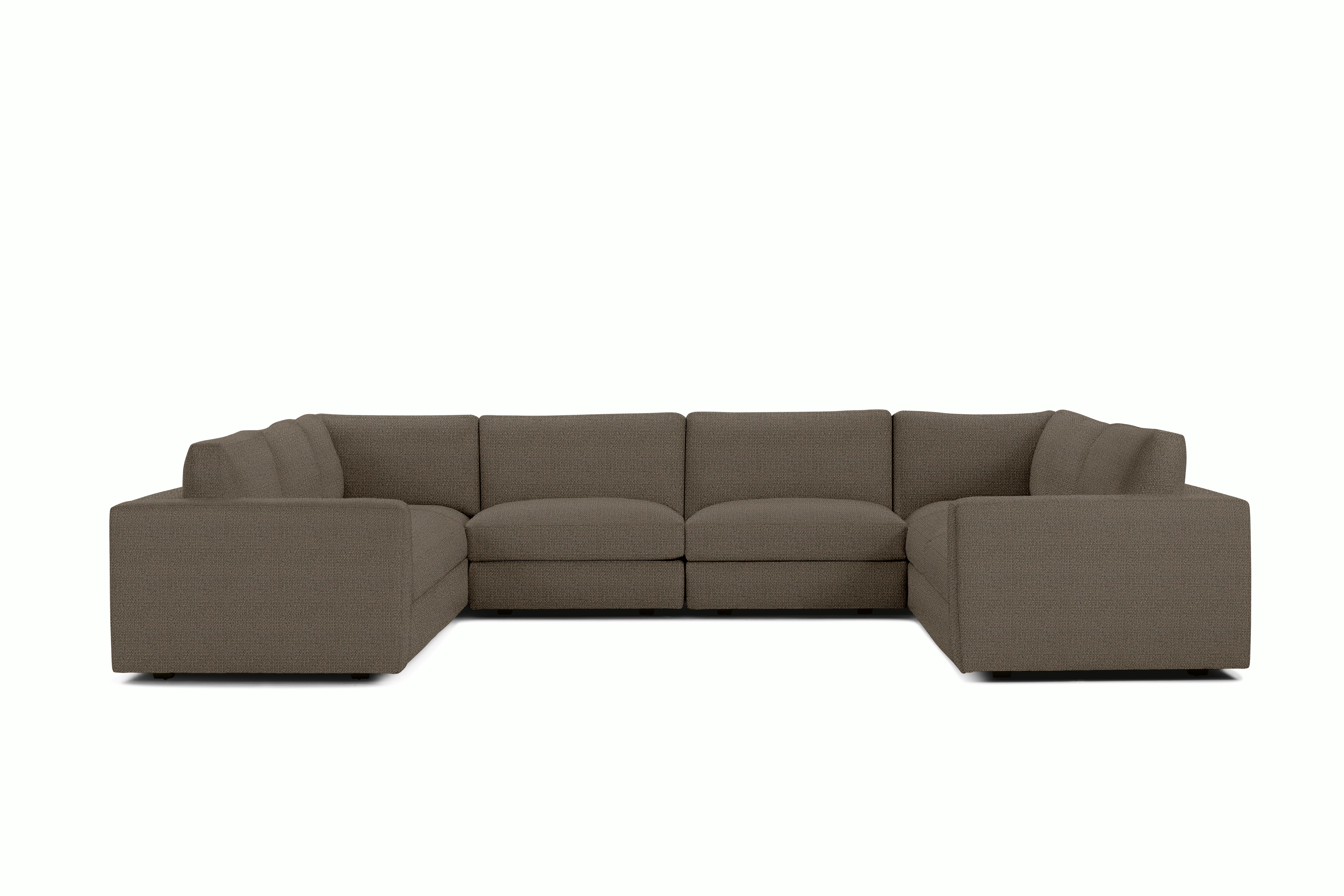 Reid Corner Sectional - U Shaped Sectional,  Standard,  Pebble Weave,  Bark,  1" Block"