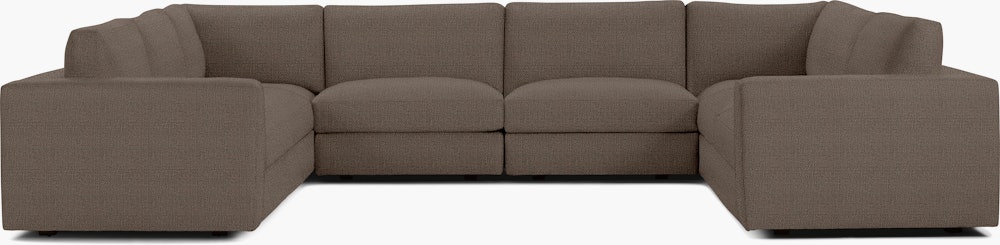 Reid Corner Sectional - U Shaped Sectional,  Standard,  Pebble Weave,  Bark,  1" Block"