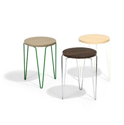 Florence Knoll Hairpin Stacking Table Side Table Zebra Woodgrain Laminate Light Ash Woodgrain Laminate Grey Ash Woodgrain Laminate 