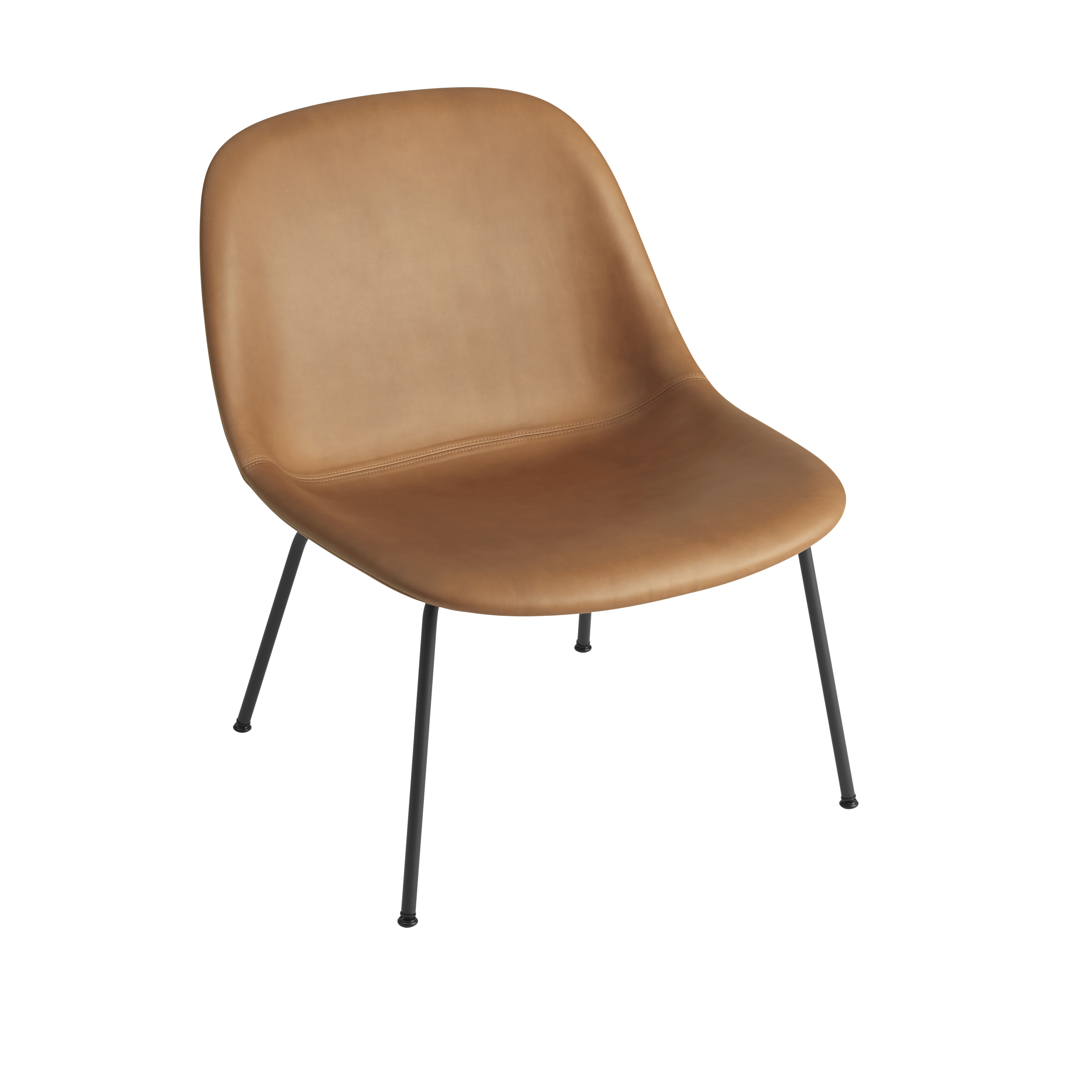 Fiber Lounge Chair - Lounge Chair,  Refine Leather,  Cognac,  Black Tube
