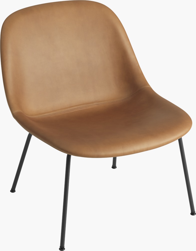 Fiber Lounge Chair - Lounge Chair,  Refine Leather,  Cognac,  Black Tube
