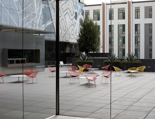 Outdoor Bertoia Diamond Chair and Schultz Petal Coffee Table Bertoia Diamond Chair Richard Schultz Petal Coffee Table 1966 collection 1966 lounge chair 1966 coffee table outdoor community shared spaces