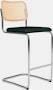 Cesca Bar Stool - Caned with Natural Beech Back,  Upholstered Seat,  Volo Leather,  Arbor Shade
