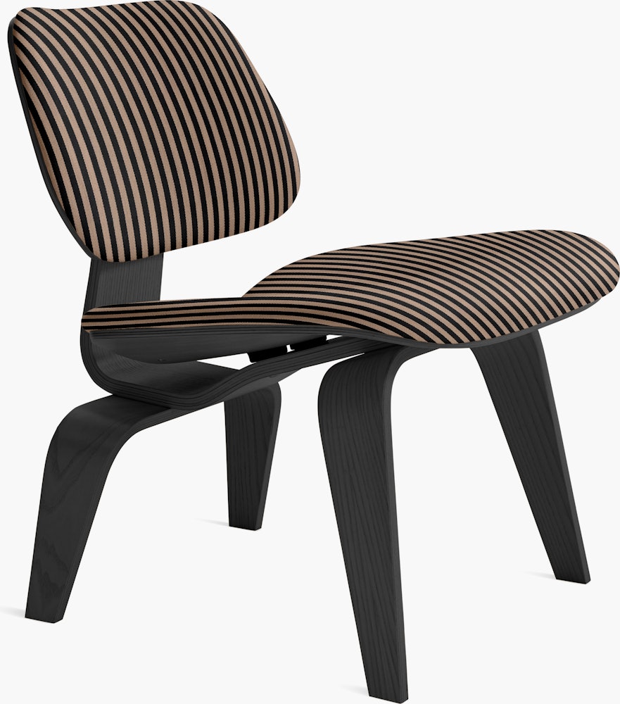 Eames Molded Plywood Lounge Chair Wood Base (LCW) - Upholstered,  Ebony,  Prone Leather,  Vine
