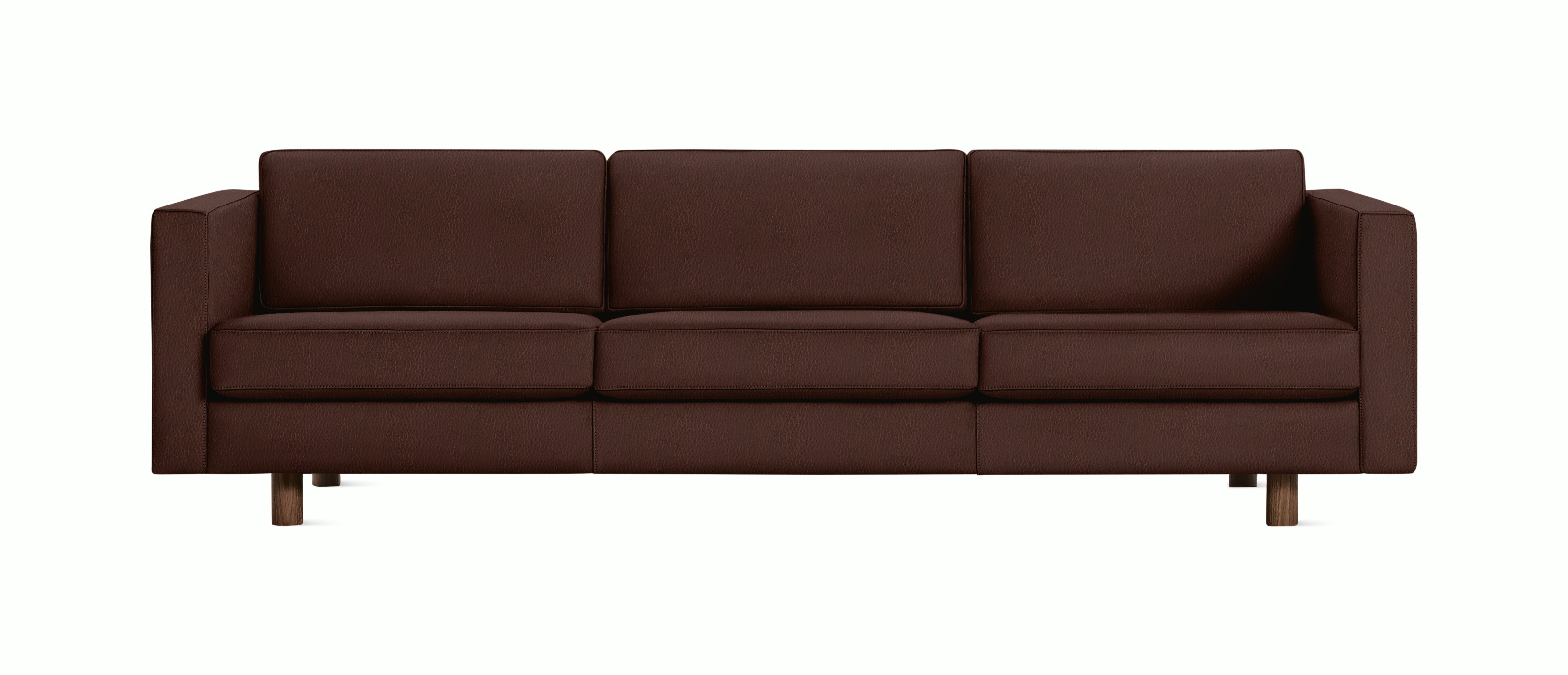 Lispenard Sofa three seater in brown red mantra leather with 4" legs.