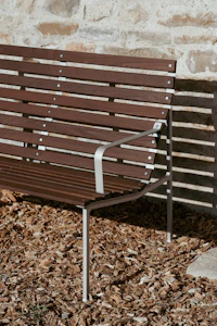 Traverse Lounge Bench with Arms - Heat Treated Ash, Lacquered Aluminum Frame