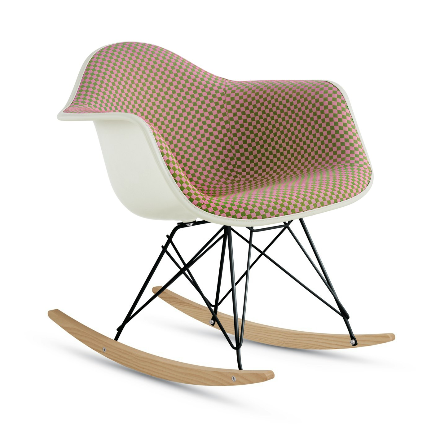Eames Upholstered Molded Plastic Armchair,  Rocker Base