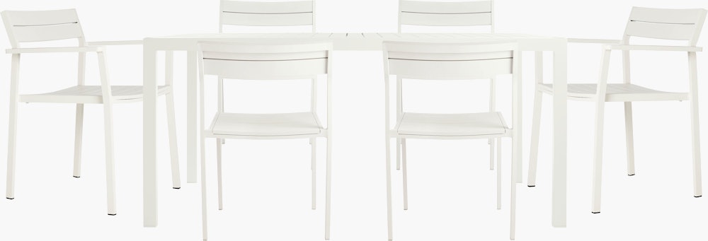 Eos Dining Set - Rectangular Table,  2 Armchairs,  & 4 Side Chairs,  White