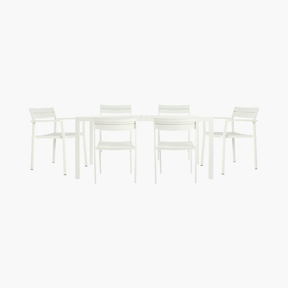 Eos Dining Set Eos Dining Set, Rectangular Table, 2 Armchairs, & 4 Side Chairs