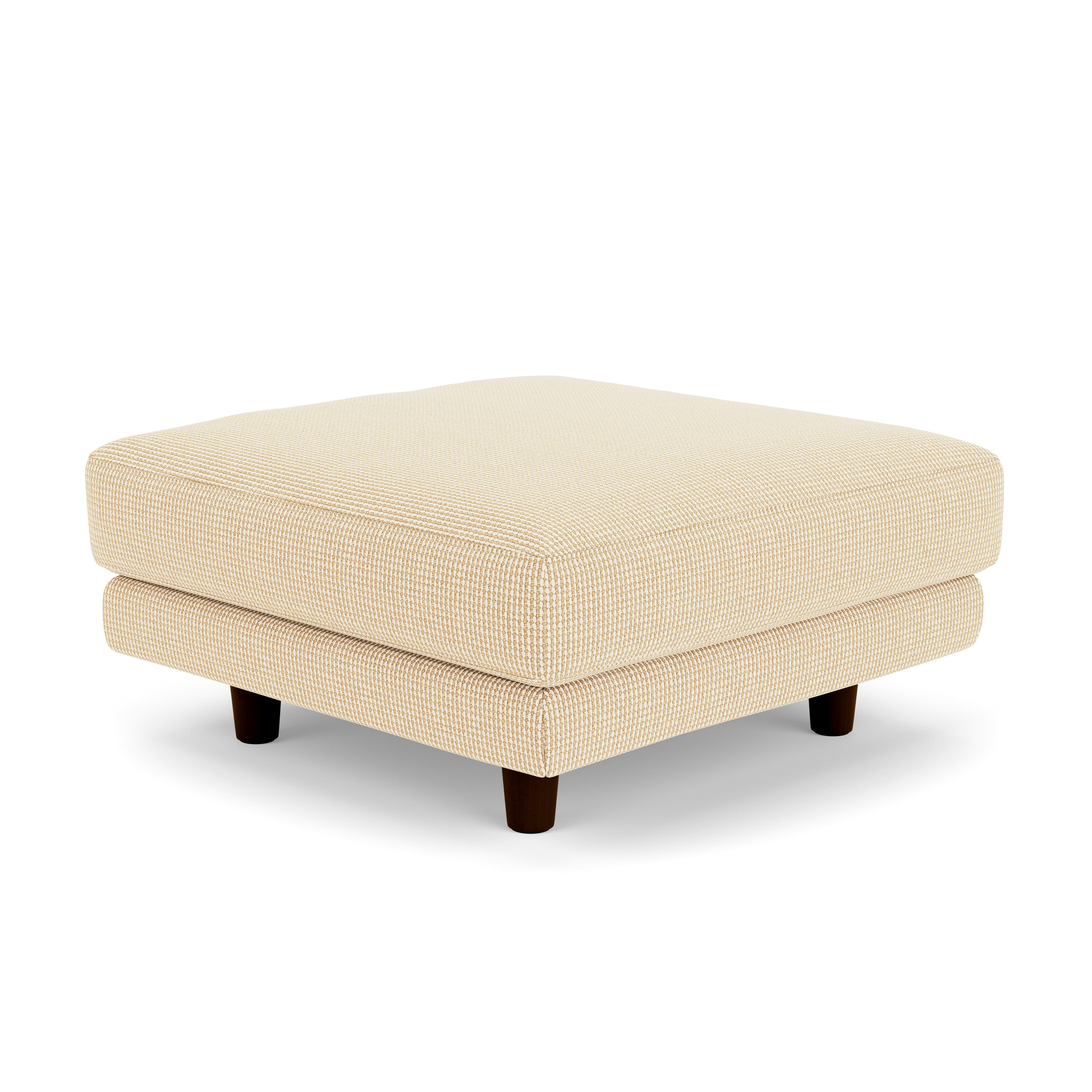 D'Urso Ottoman - Cato, Ivory, Burnt Walnut on Oak
