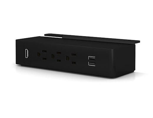 Table Undermount Electrical Outlet, 311, Black Body/Black Bracket Table Undermount Electrical Outlet, 311, Black Body/Black Bracket