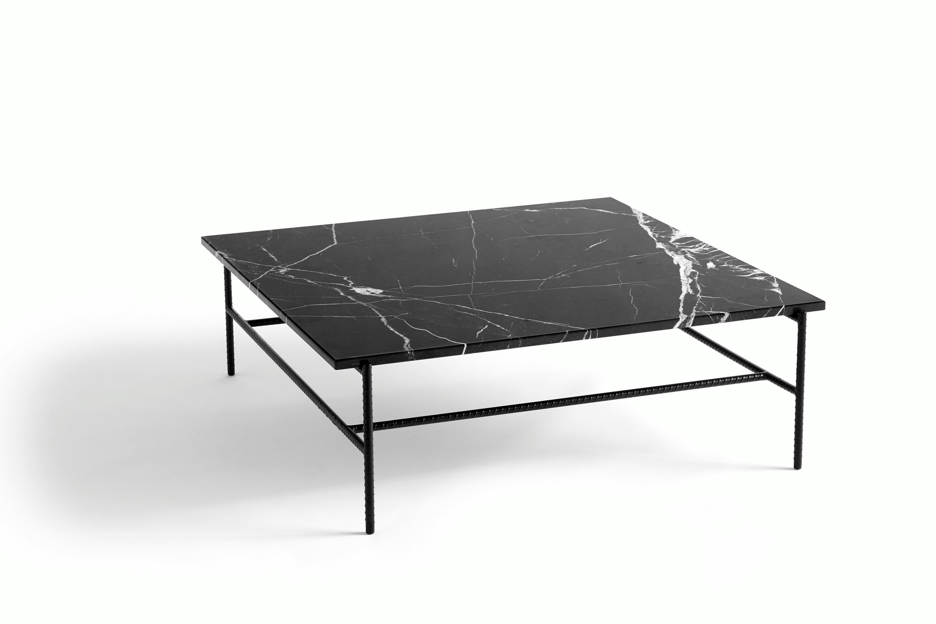An extra large Rebar Coffee Table with a marble top.