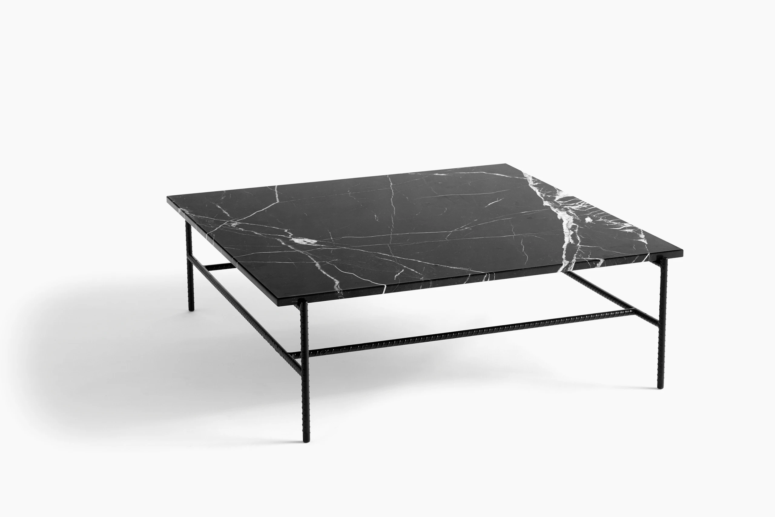 An extra large Rebar Coffee Table with a marble top.