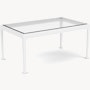 1966 Coffee Table - 32" x 20", Clear Glass, White