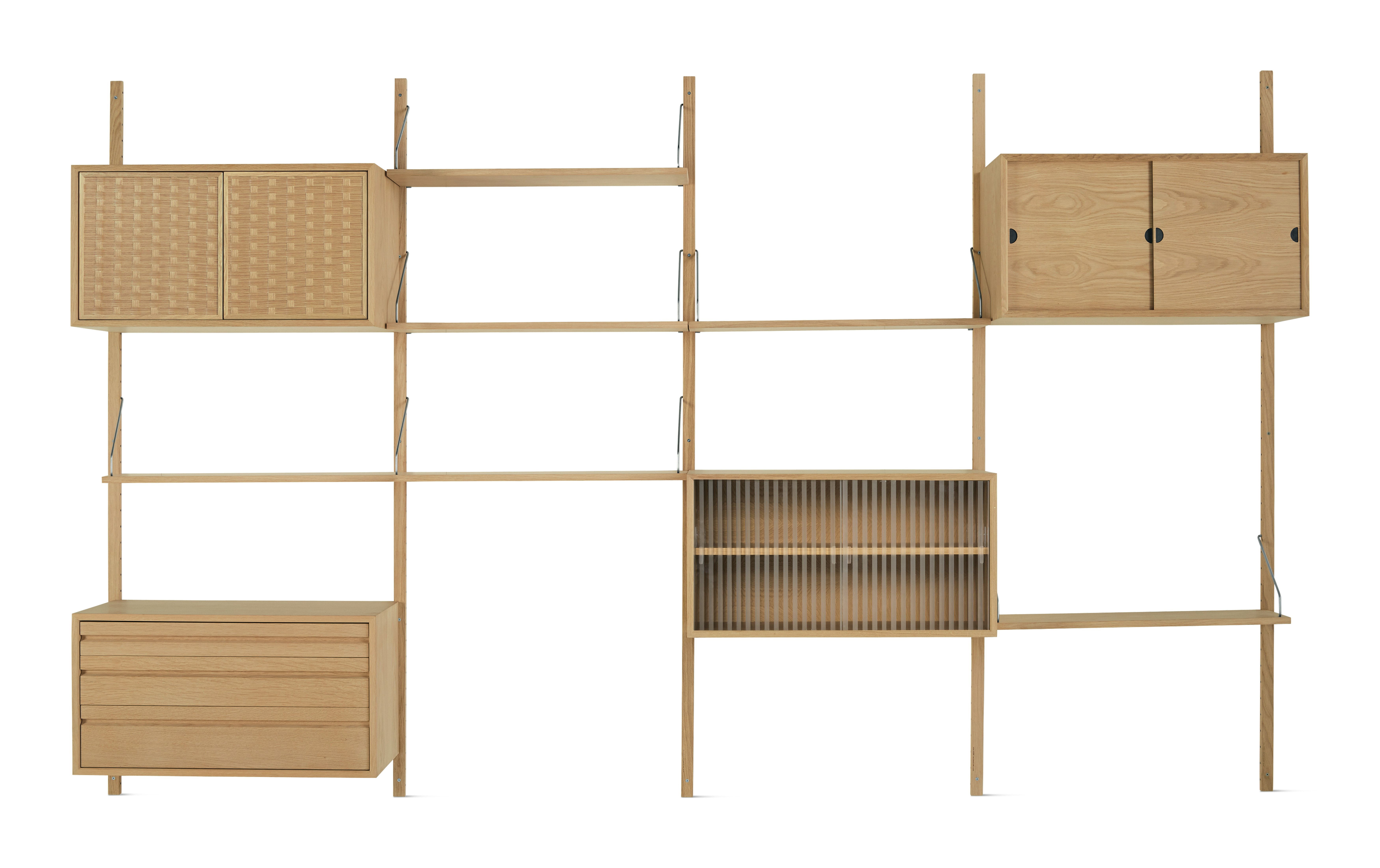 Royal System Shelving 4 Bay - Oak,  Mixed Cabinet C