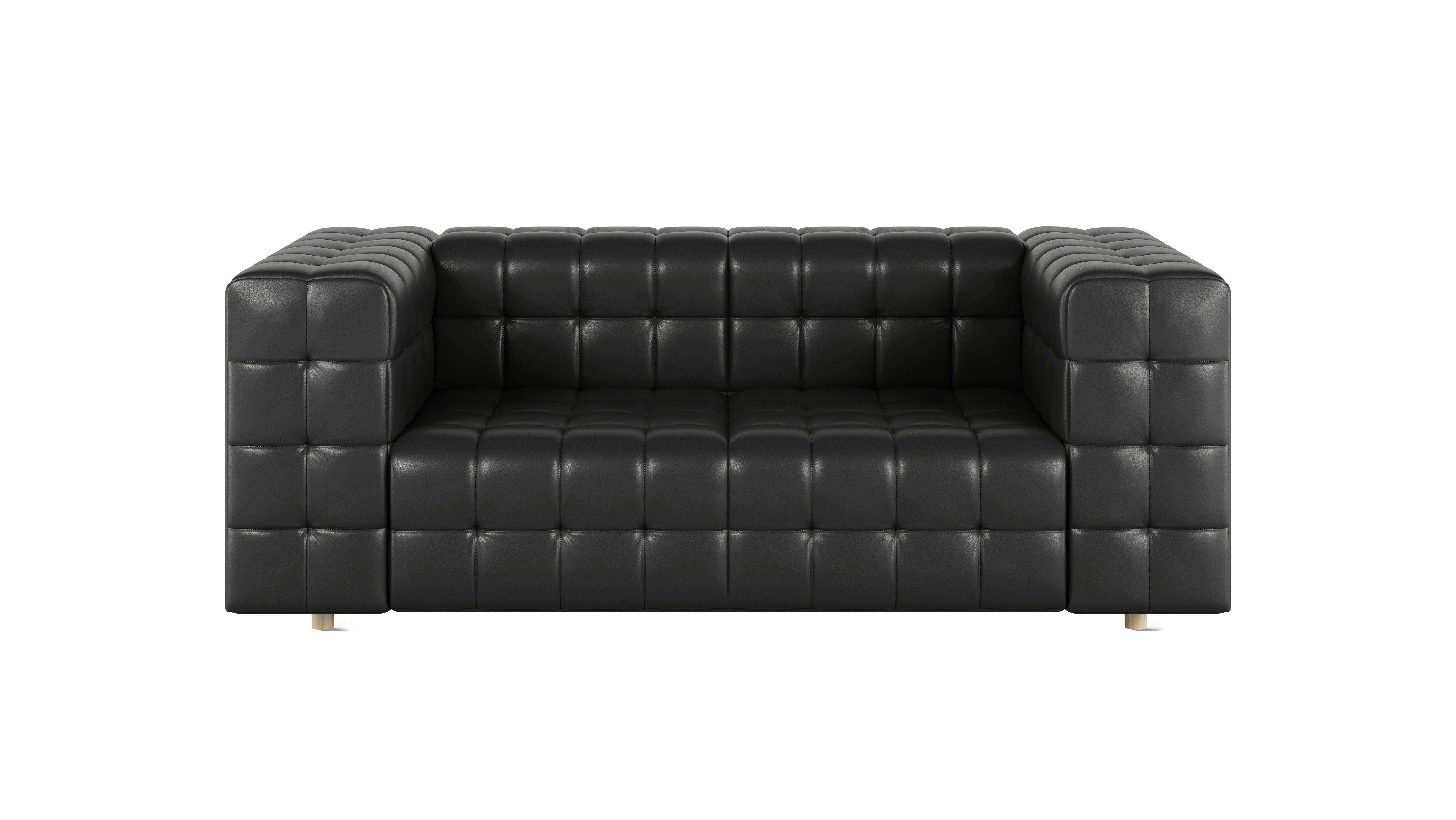 Rapport Sofa 2 Seater in Prone Leather Obsidian with Ash Legs